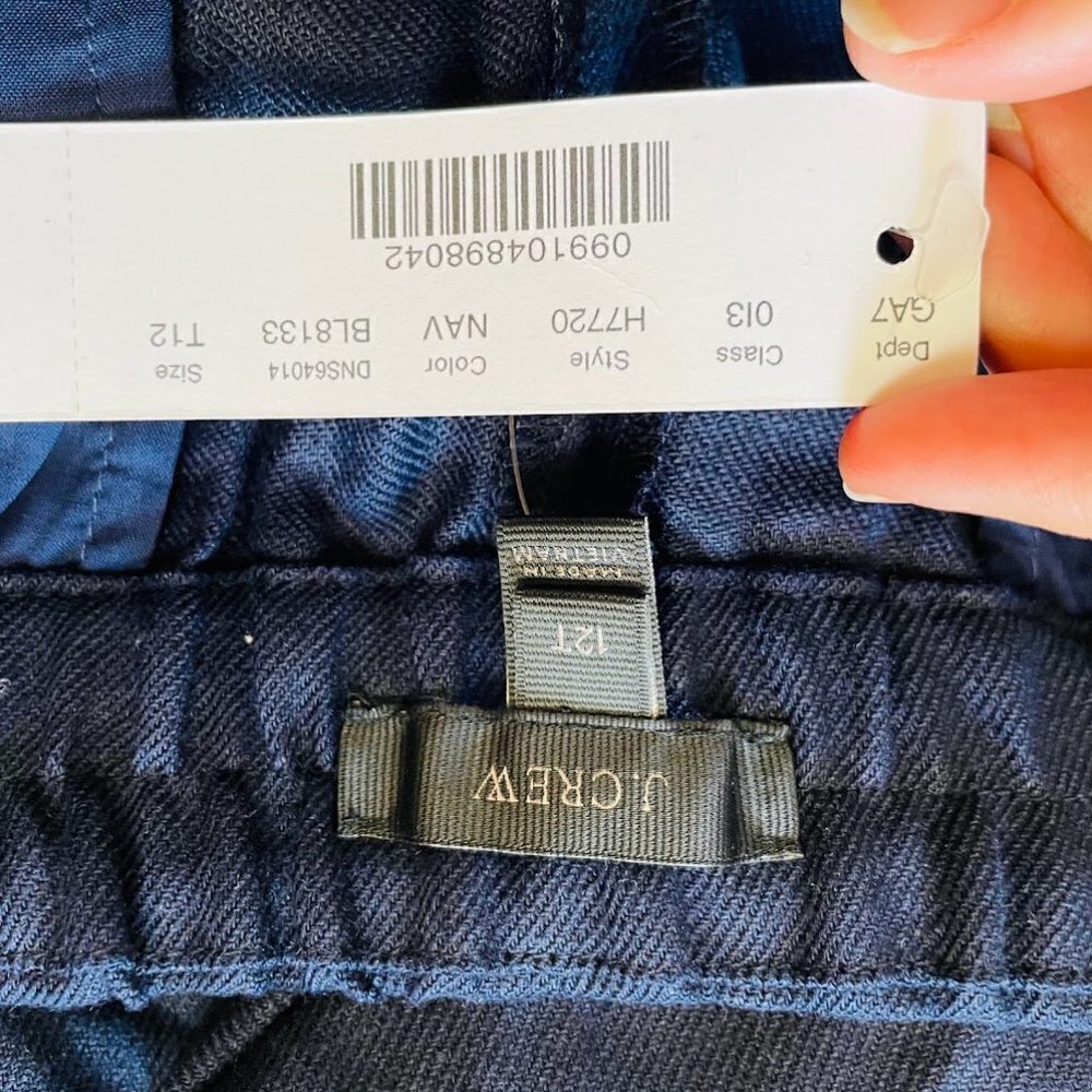 NWT J. Crew TALL LONG Easy Pant Trouser Linen Navy Blue Elastic Waist Preppy 12 - Picture 9 of 12